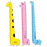 Material: Plástico Forbestest 3pcs 15cm Oficina Regla Animal Linda de la Jirafa Suministros gobernantes Creativo de los Efectos de Kawaii