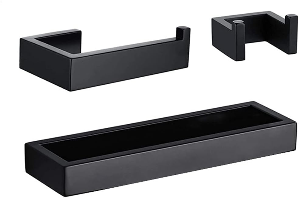 Shower Shelves Black Bathroom Hardware Set, Stainless Steel Towel Holder, Paper Holder, Robe Hook Bathing Accessories (Color : Towel Holder)
