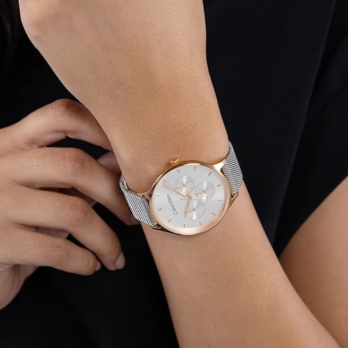 Calvin Klein Analogue Multifunction Quartz Watch for Women Timeless MESH MF Collection with Silver Stainless Steel Mesh Bracelet - 25200106 - Image 3