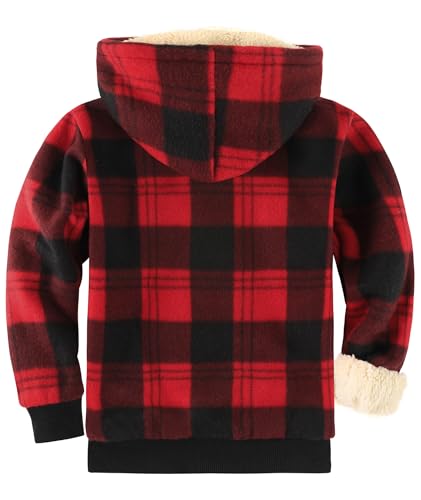 Image of GEEK LIGHTING Boys Flannel Jacket Sherpa Lined Hoodies Zip Up Fleece Plaid Shirt Jackets Winter Outdoor Coat Warm