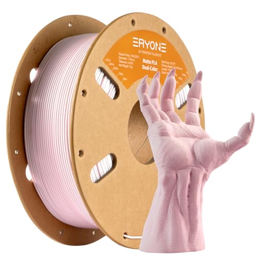 Image of ERYONE Matte Dual Color 3D Printer PLA Filament 1.75 + /- 0.03mm, Matte Bicolor Filament PLA 1KG(2.2LBS) Spool, White Pink