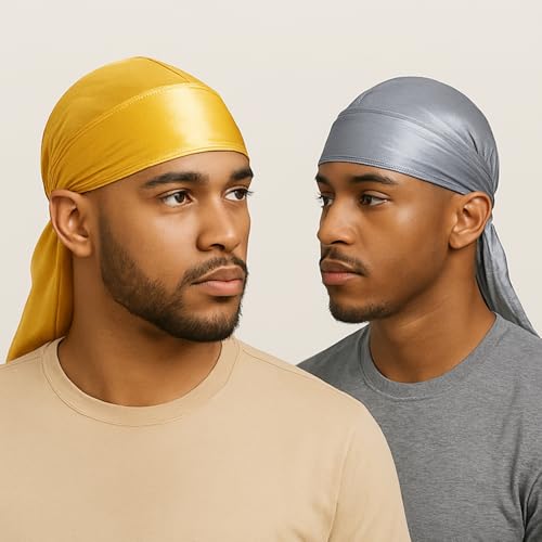 Image of Premium Durag Pack for Men, Silky Doo Rag Cap for 360 540 720 Waves