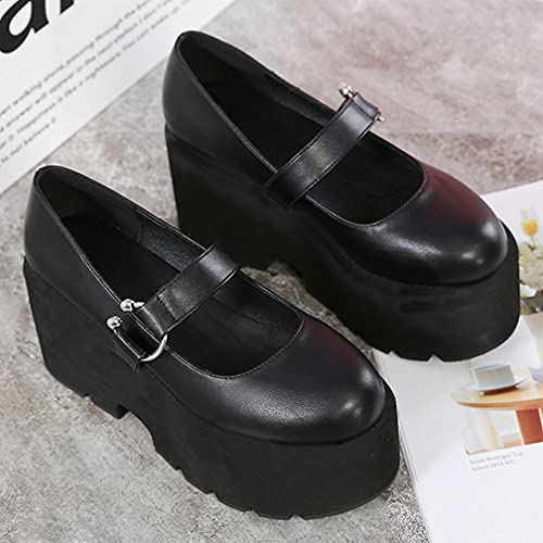 Agodor Women's Gothic Cosplay Lolita Shoes Goth Mary Jane Platform High Heel Chunky Pumps2