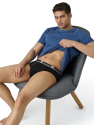 Image of XYXX Men's Aero 100% Super Combed Cotton Regular Fit Solid Anti Bacterial Briefs with No Marks Waistband (Pack of 3)