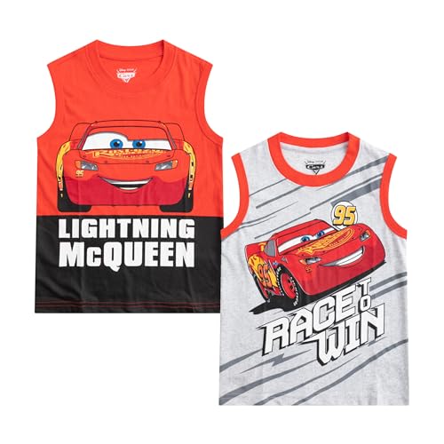 Disney Cars Lightning McQueen Boys 2 Pack Tank Tops for Toddler and Little Kids