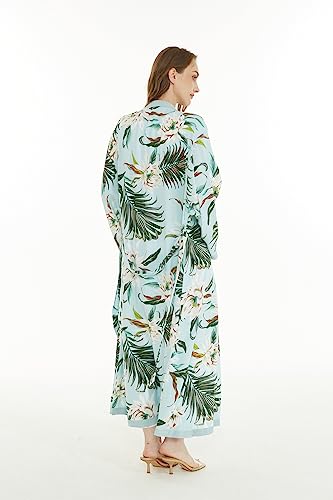 Image of Wispy Cereus Light Blue Family Matching Hawaiian Clothes | Family Matching Outfits • Soft Rayon Fabric • Tropical Floral Print • Vacation Ready • Luau Party Wear