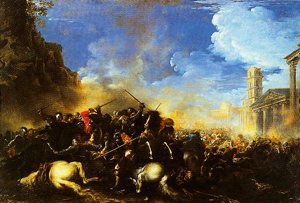 Peinture à l'huile Salvator Rosa Battle Between Christians and Turks reproduction de musée