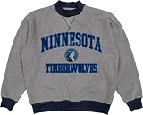 Blue 84 Minnesota Timberwolves NBA Officially Licensed Mock Crewneck Sweatshirt Applique Embroidery, Large Graphite