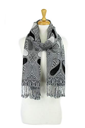 PASKMLNA Paisley Pattern Tow Layered Woven Pashmina Shawl Scarf Wrap Stole3