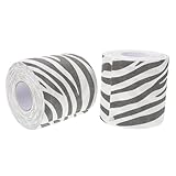 INOOMP 2 Stück Taktile Bedruckte Toilettenpapierrolle mit Zebra muster Weiches Strapazierfähiges Wc papier für Einzigartiges Badezimmertuch Selbstklebend Kreative Badezimmer deko
