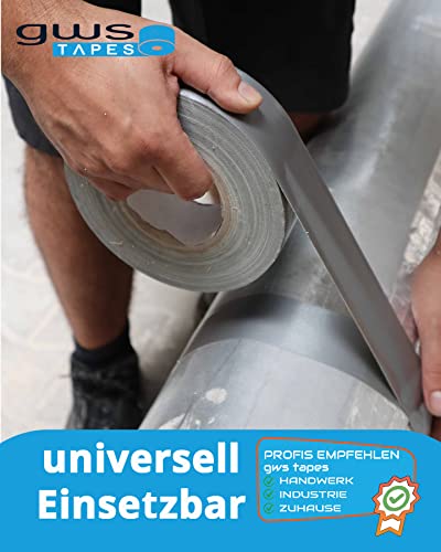 gws Premium Gewebeband, Panzertape mit exzellenter Klebkraft, UV-beständig, wasserfestes Packatape, 80 Mesh-Gewebe, Gewebeklebeband zur vielseitigen Anwendung (1, schwarz, 50 m x 50 mm)