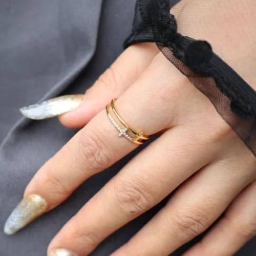 Icedout 14K Gold Plated Dainty Minimalist Tiny Double Cross Christian Religious Wedding Band Ring For Women 925 Sterling Silver Handmade Personalized Beautiful Elegant Stacking Ring Christmas Gift thumb #4