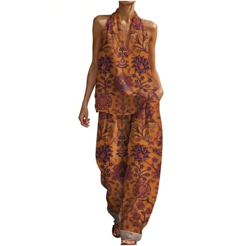 Conjunto de lino casual de estilo bohemio elegante con bolsillos