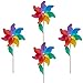 Modou Juego de 4 molinillos de Viento, jardín y niños, Resistentes a los Rayos UV y a la Intemperie, decoración de jardín y ahuyentador de pájaros, Rueda de Viento: 24 cm, Altura de Soporte: 56 cm