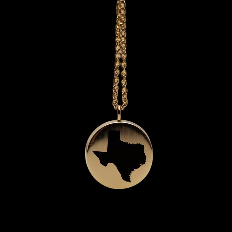 Pendentif carte du Texas breloque Terre et médaillon gravé Aventure - 2