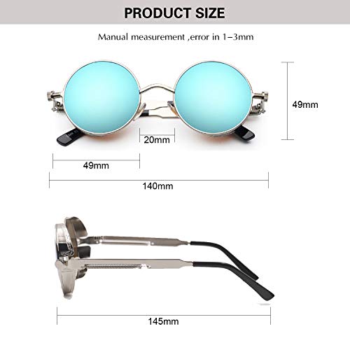 Image of PROUDDEMON Retro Gothic Steampunk Sunglasses for Women Men Round Lens Metal Frame