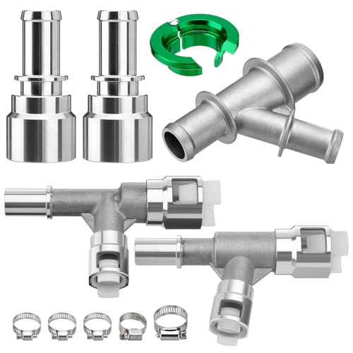 Heater Hose Connector Kit, 800-403HP Heater Core Hose Connectors+39190 Disconnect Tool+800-413HP and 800-413HP Metal Heater Hose Connector+Coolant Radiator Hose Y Junction Connector (with Hose Clamps)