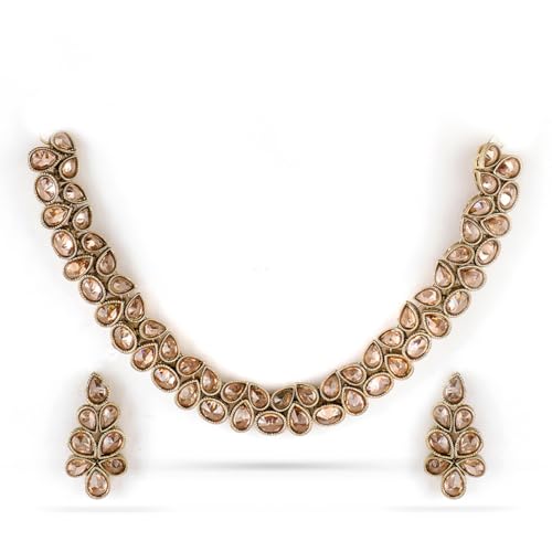 price history - Rubans Necklace Set Gold Plated Kundan Pearl Studded Traditional Stylish Jewellery Gift for Women & Girls
