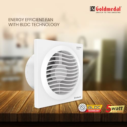 Image of Goldmedal Environ 150mm Energy Efficient 5-Watt BLDC Motor Axial Fan |CRNO Stamping |2 Years Warranty |Easy Installation |Powerful Exhaust |High Speed |Detachable Front Grill - White (Pack of 1) | High Speed ,Powerful Motor | 2300RPM | Noiseless Ventilation | Detachable Front Grill | - White