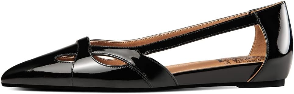 TinaCus Patent Leather Women's Pointed Toe Handmade Pierced Design Stylish Flat Shoes