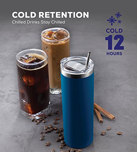 Insulated Skinny Stainless Steel Tumbler Set - 4-Pack 20Oz Coffee Tumbler With Straw - Travel Coffee Mug With Pba Free Lids - Slim Vacuum Insulated Tumblers Keep Hot And Cold - Great For Home, Office. #TOP2