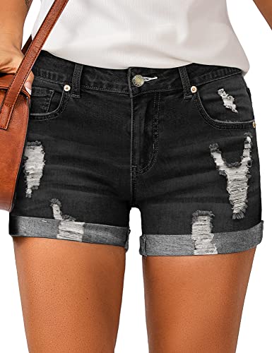 LookbookStore high waisted distressed denim shorts