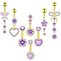 Gold Purple Belly Button Rings