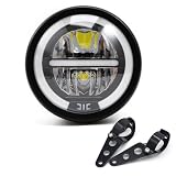 BENEALL Motorcycle Headlight Assembly, Universal 6.3inch High Low Beam Head Lamp with bracket for Cafe Racer Bobber Chopper CG125 GN125