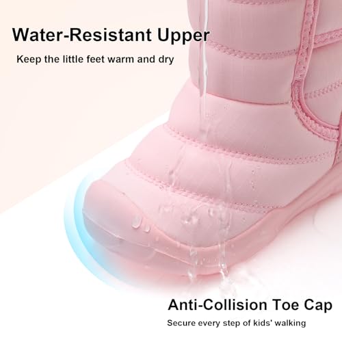 QFH Toddler Boys Girls Winter Warm Shoes Water-Resistant Comfy Non
