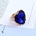 Big Diamond Heart Promise Open Band Ring for Women Vintage CZ Gold-Toned Adjustable Expandable Geometric Statement Rings Comfort Fit Fashion Engagement Wedding Birthday Christmas Jewelry(Blue)