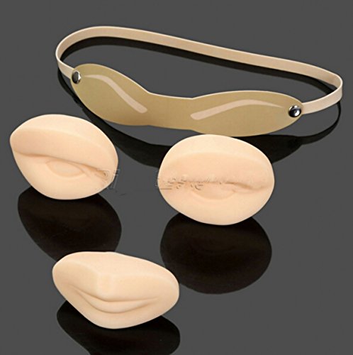 CHENGYIDA 1 Set Eyebrow Stencil Tattoo Practice Skin Eyebrow Belt Practice Skin Replacement Parts 2 Eyes+1 Lip for Training Mannequin Head