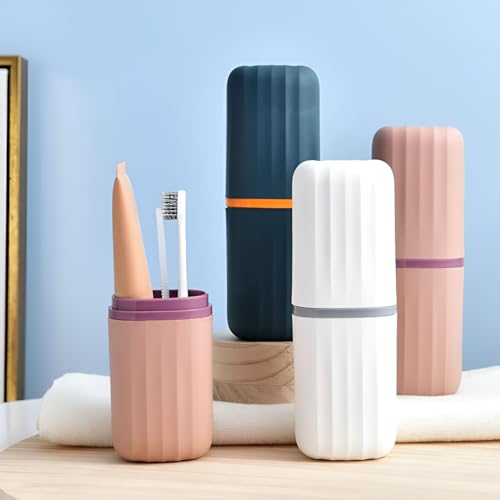 Image of Oblivion 3 pcs Plastic Square Toothbrush Holder Case - Multipurpose Travel Storage Box & Cover Organizer for Bathroom, Camping, Business Trips & School - Compact & Portable (Multi Color)