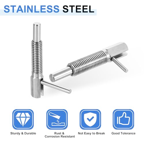 QUARKZMAN 2 Stück Ausziehbarer Indexierungs-Spannstift, M6 L-Feder-Spannstift aus Edelstahl mit Federbelasteter Riegel Teleskopverriegelungsstift für Maschinenbau Schiffbau