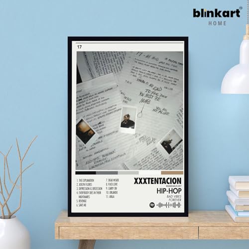 Image of BLINKART XXXTENTACTION- 17 Wall Photo Frames | Wall Art for Bedroom, Living Room, Studio or Office | Album Cover Print with Spotify Song Link QR Code | Gift for Fans - 8x12 In