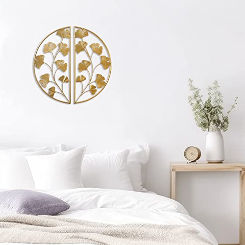 Polunca Gold Metal Wall Decor, Hanging Wall Decor, Modern Art Ginkgo Leaf Design, Perfect For Bedroom, Bathroom And Living Room,16 Inch #TOP6