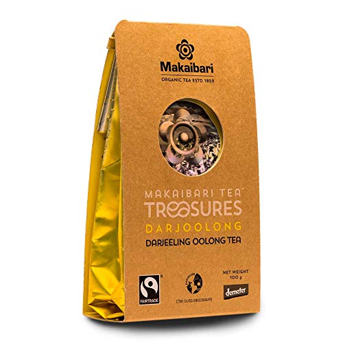 Image of Makaibari Darjoolong Oolong Loose Leaf Tea 100g (3.52oz) Pack | Pure USDA Organic Darjeeling Oolong Tea, Delightfully Rich Flavor & Aroma, Semi-Fermented | 25 Tea Bags