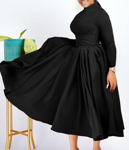 Women's Long Sleeve Maxi Dress Church Cocktail African Formal Fall Dresses Plus Size Wedding Guest Dress3
