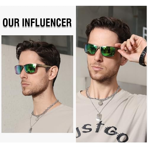 DUCO Mens Sunglasses Polarized Rectangle Sunglass for Men Lightweight Carbon Fiber UV400 Protection 82064