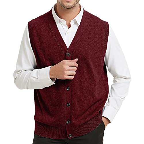 TopTie Men's V-Neck Slim Fit Casual Suit Vests