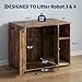 Litter Box Enclosure Cabinet for Cats, Furniture-Style Litter Box Hideaway with Dog-Proof Top Shelf and Integrated Power Outlet with 5 Ft Cord, Compatible with Most Self-Cleaning Litter Boxes, Brown