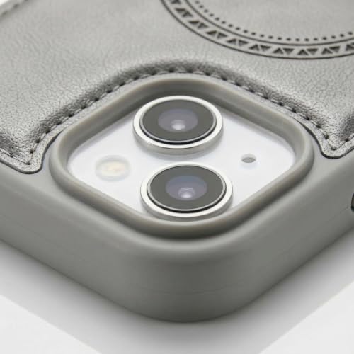 Image of amazon basics Premium PU Leather Case for iPhone 11, MagSafe Compatible Magnetic Ring, Sleek Protective Back Cover - [Gray]