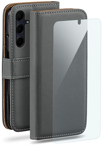 Protection Samsung Galaxy A35 5G moex étui portefeuille gris avec film
