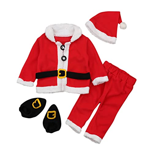 citgeett Unisex Baby Girl Boy Santa Costumes Christmas Jacket + Pants + Hat + Socks Santa Claus Dress Set (Santa Costume 4Pcs Set, 6-12 Months)