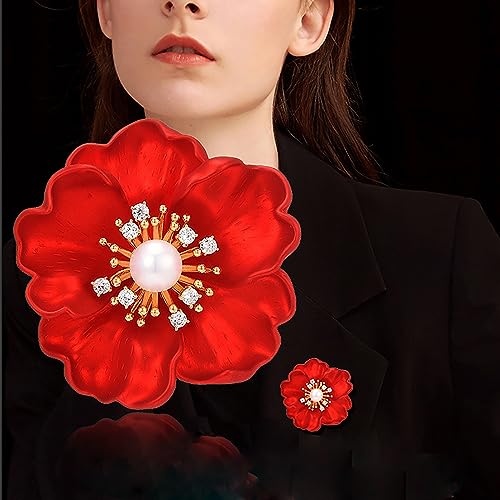 Image of Red Rose Flower Brooches and Pins for Women Costume Jewelry Brooch Pins Broches Jewelry for Women Elegant Lady Pin