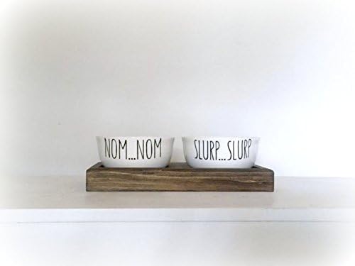 Dog Feeding Station, Feeding Station for Small Dogs, Dog Bowls, NOM NOM SLURP SLURP Bowls, Funny Pet Bowls, Dog Bowl Gift Set, Dog Dishes