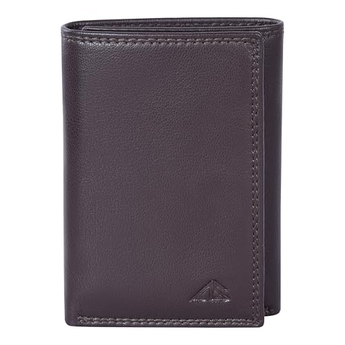 ASAD Leather Slim Everyday Trifold Wallet with ID Window and Multiple Card Slots | Genuine Leather Double Stitched RFID Blocking Stylish | Gift for Him | Brown