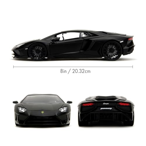 Fast & Furious JADA Toys SHAW'S LAMBORGHINI AVENTADOR 1:24 die-cast model car, toys for kids and adults, collect and play vehicle, Black