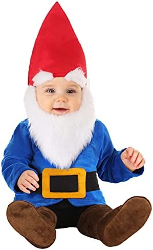 Infant Garden Gnome Costume - Velour Tunic, Faux Fur, Felt Belt, ...