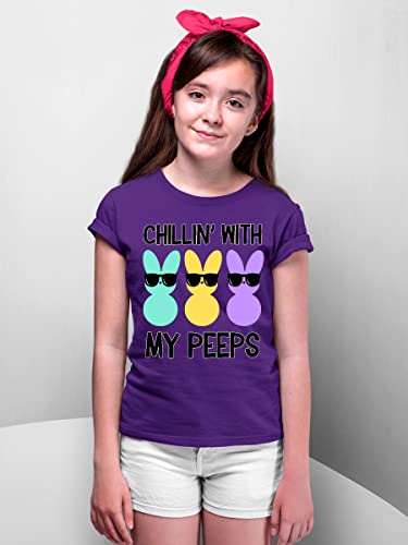 Chilling with My Peeps Youth T-Shirt | Easter Egg Hunting Church Christian Event Matching2
