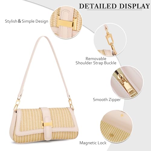 Image of KKXIU Shoulder Bag for Women Small Hobo Handbag Mini Retro Clutch Purses | Trendy Classic Underarm Crossbody Bag with Zipper Closure, Vegan Leather, Removable Strap